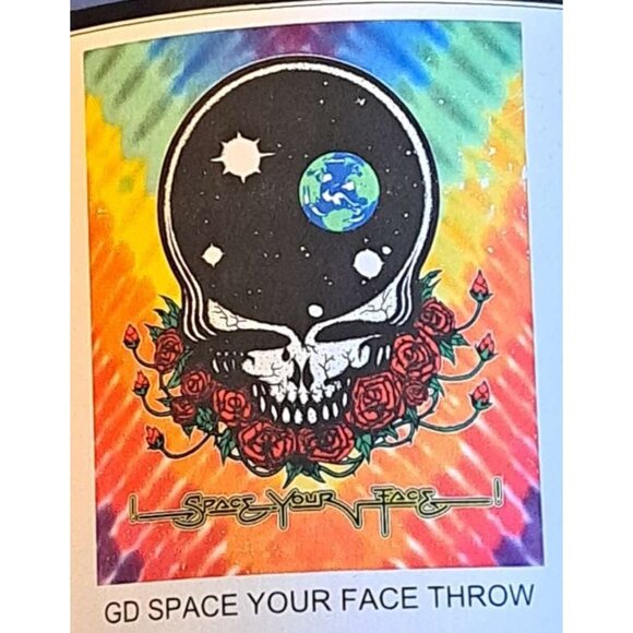 New Grateful Dead Plush Fleece Throw Gift Blanket Space Your Face Rainbow Skull - Picture 1 of 5